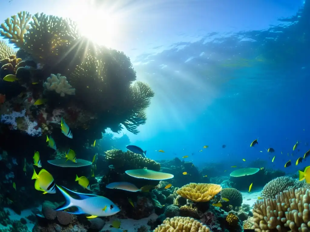 Un vibrante y diverso arrecife de coral repleto de vida marina