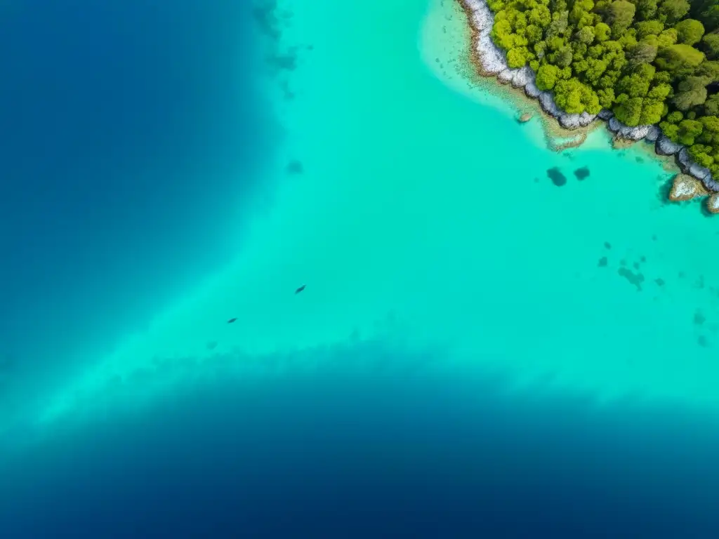 Vibrante ecosistema acuático capturado con drones, revelando la belleza y dinamismo del estudio de ecosistemas acuáticos