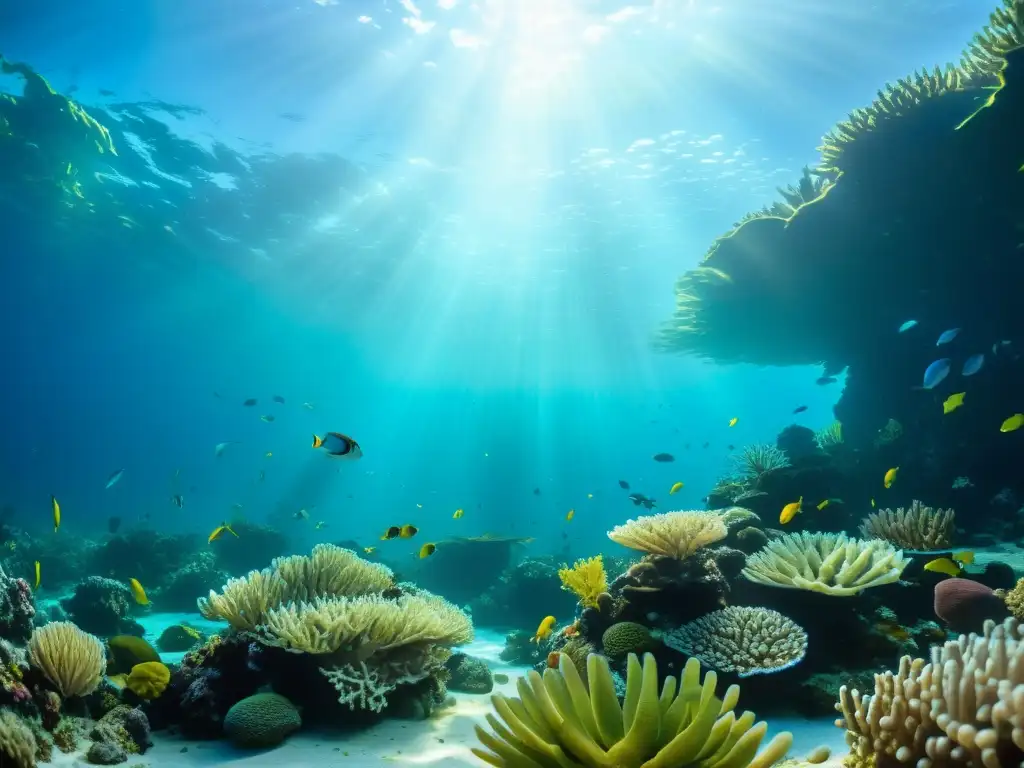 Un vibrante ecosistema acuático en 8k, con plantas, coral y vida marina