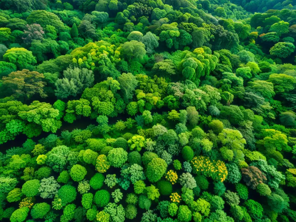 Vibrante ecosistema forestal capturado con herramientas tecnológicas, mostrando la diversidad de flora y fauna en un entorno natural