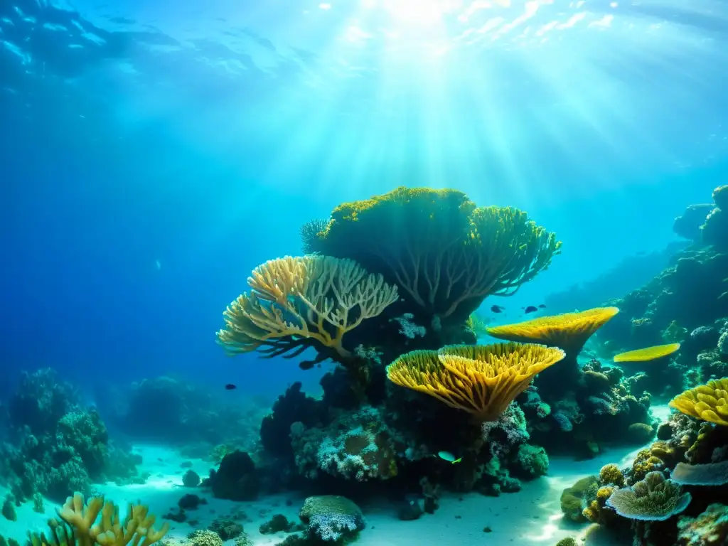 Vibrante ecosistema marino en Sicilia Mediterráneo: peces, plantas y corales en armonía bajo el agua cristalina con luz solar filtrada