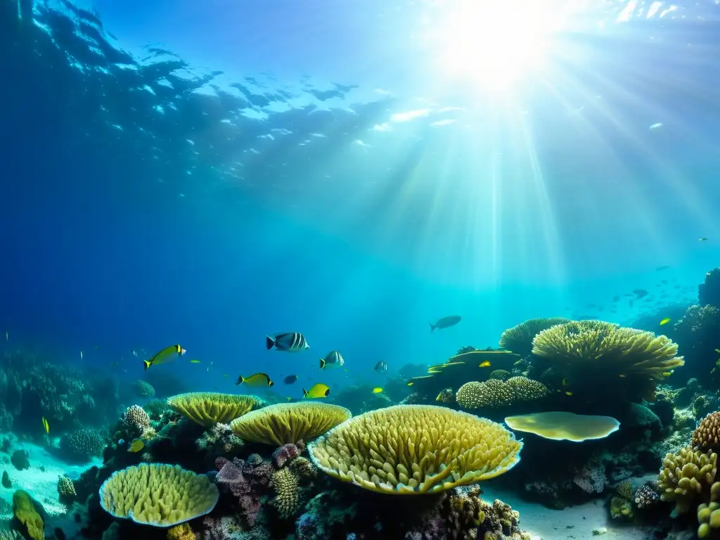 Vibrante ecosistema marino en Isla Salomón, con arrecifes de coral, peces coloridos y la belleza natural de la vida submarina