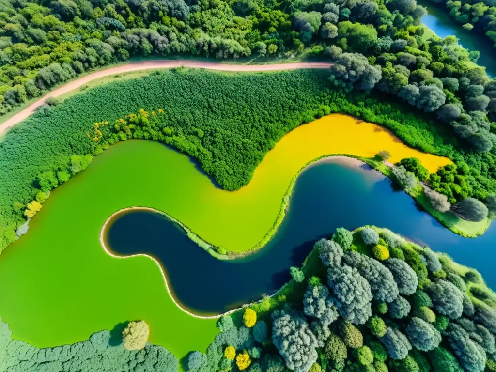 Vibrante ecosistema del Parque Nacional Doñana, con flora y fauna nativa en un paisaje exuberante y diverso