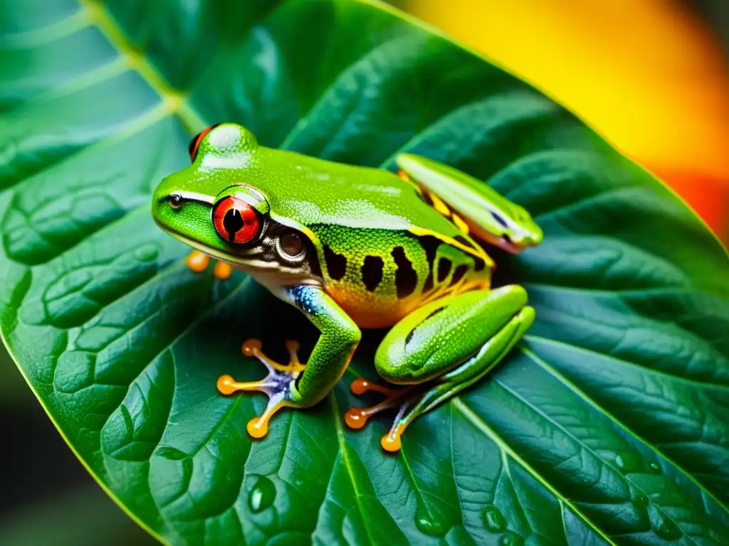 Vibrante rana de ojos rojos en la exuberante selva: medidas para proteger anfibios en declive