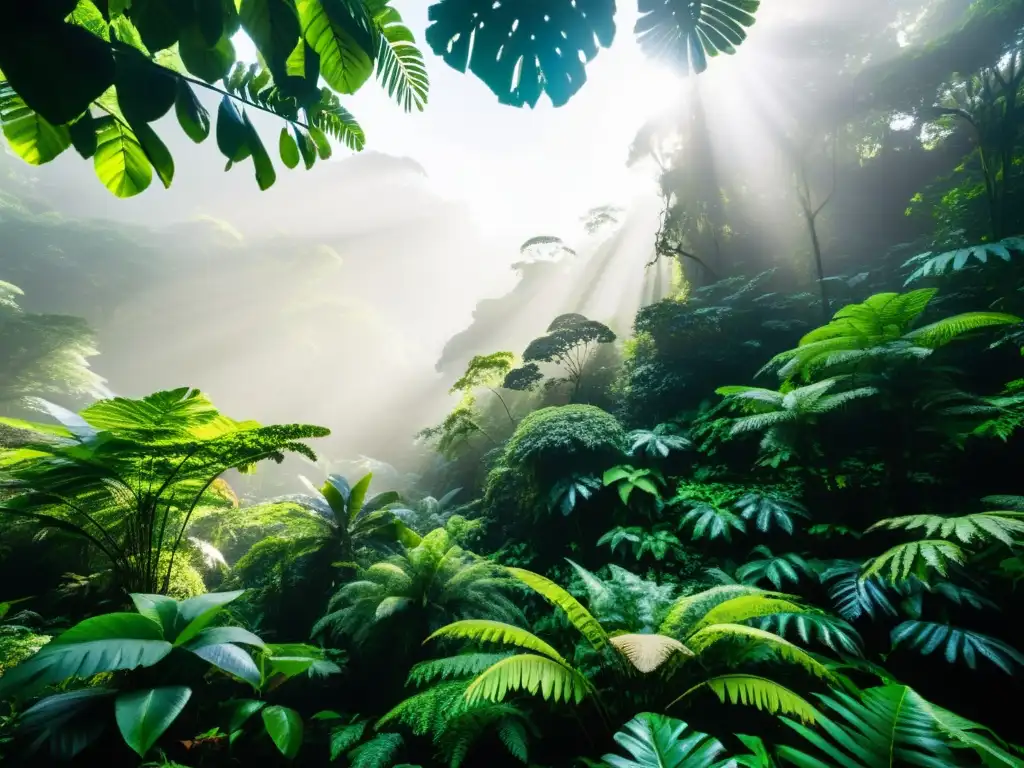 Vibrante selva con diversidad de árboles, plantas y vida silvestre