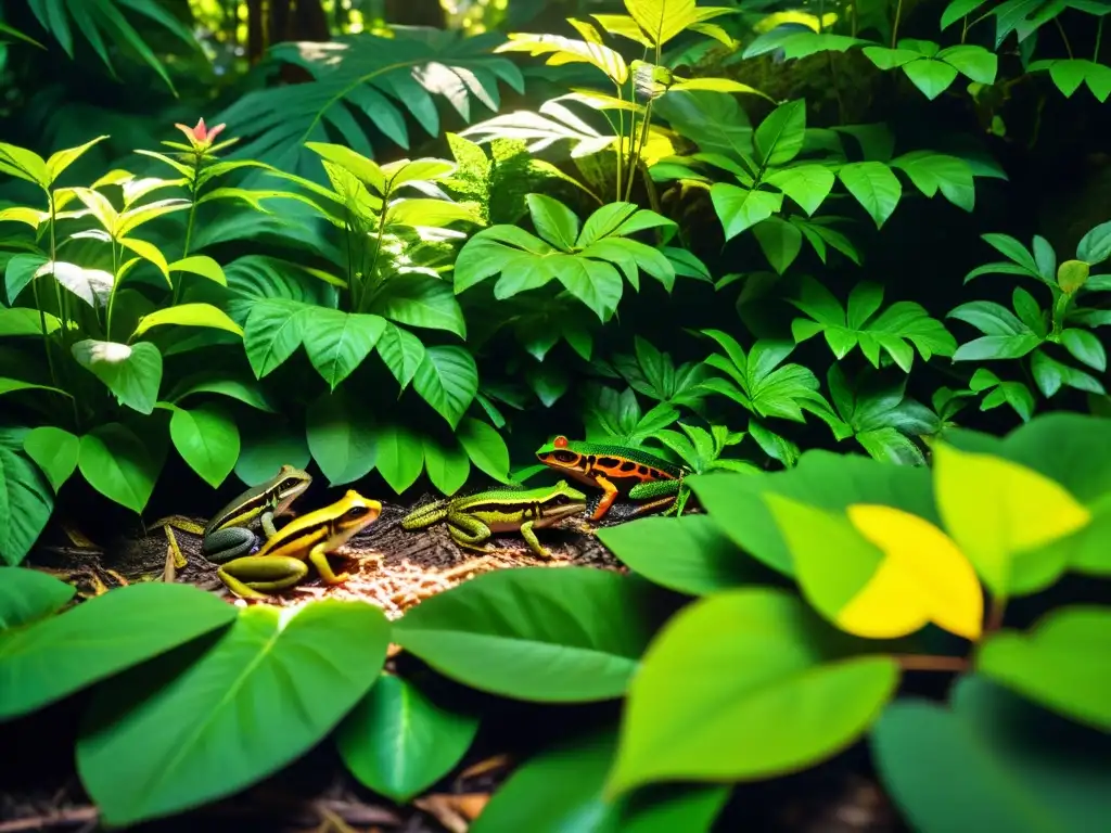 Vibrante vida en la selva: anfibios en su hábitat natural, destacando la importancia de los anfibios en selvas