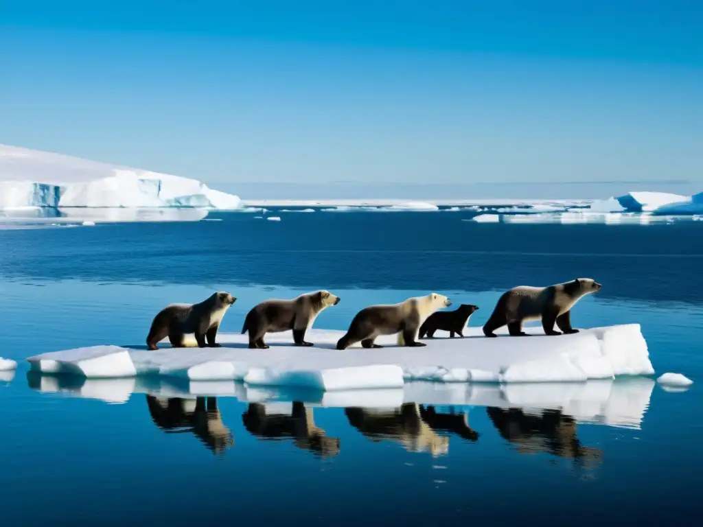 Vida de focas y leones marinos en el Ártico: Imagen impactante de un paisaje helado con focas y un oso polar