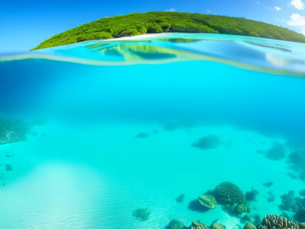 Vida marina en Islas Turcas y Caicos: arrecife de coral vibrante con peces coloridos y tortugas marinas en aguas turquesas cristalinas