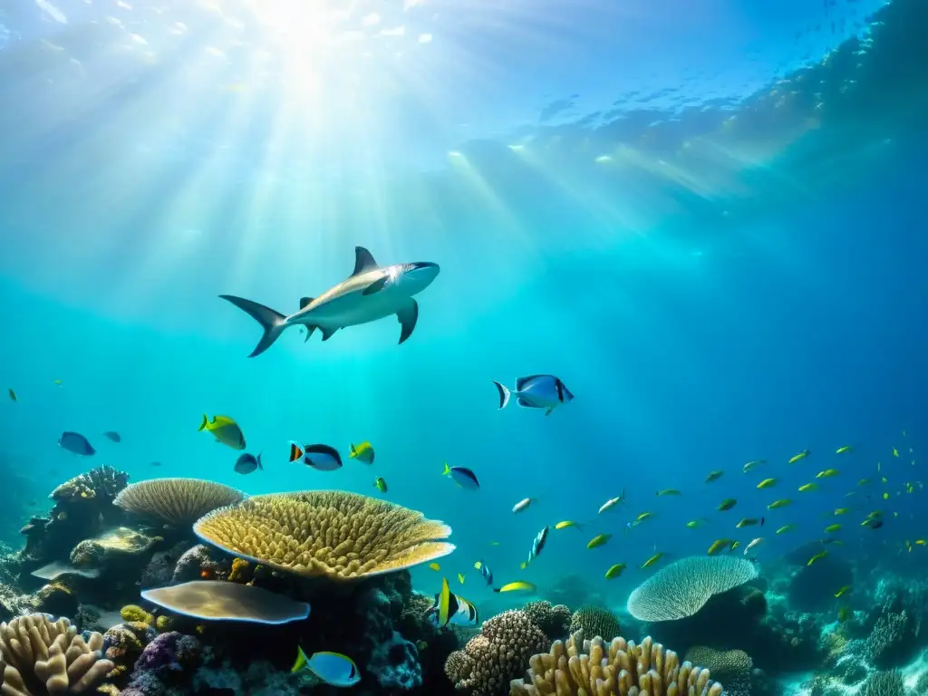 Vida tropical en Islas de la Reunión: un arrecife de coral vibrante repleto de vida marina y colores deslumbrantes bajo el agua cristalina