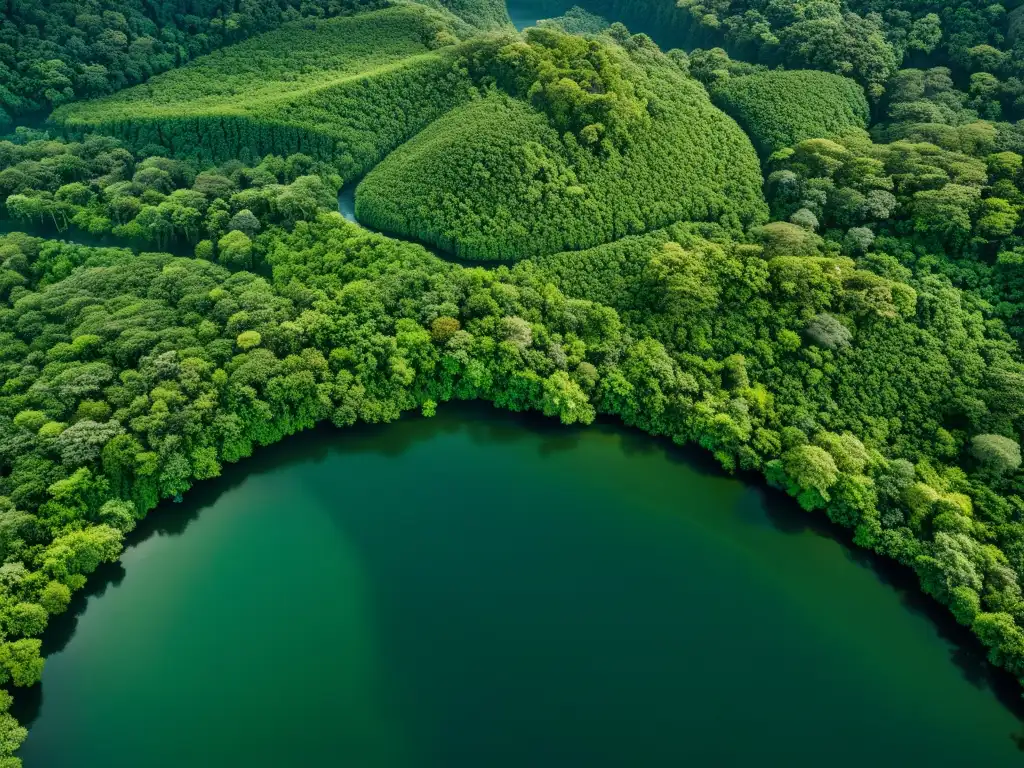 Vigilancia satelital de ecosistemas para protección: Imagen de alta resolución de exuberante selva tropical, con detalles de la vegetación y ríos