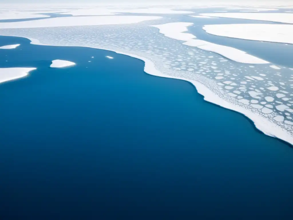 Vista aérea asombrosa de hielo marino en el Ártico con patrones y texturas impresionantes