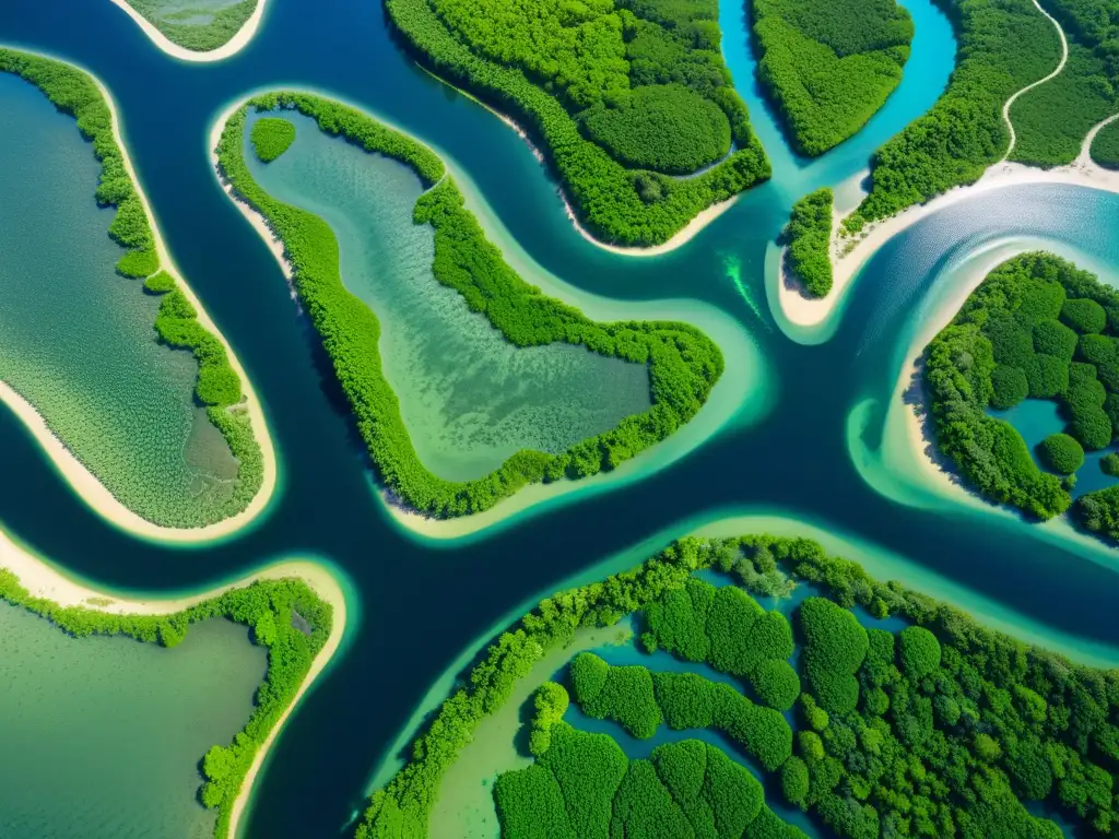 Vista aérea de un delta fluvial, resaltando su biodiversidad y la importancia de la gestión del agua en los ecosistemas