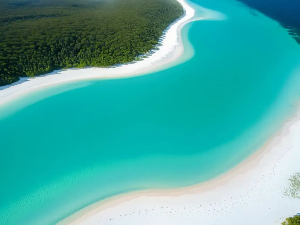 Vista aérea deslumbrante del Lago McKenzie en la Isla Fraser, Australia