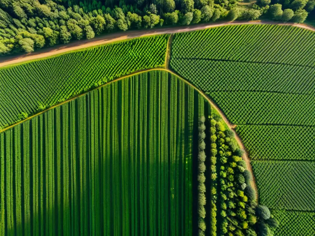 Vista aérea de reforestación con drones para ecosistemas: paisaje verde exuberante con árboles recién plantados y detalles nítidos