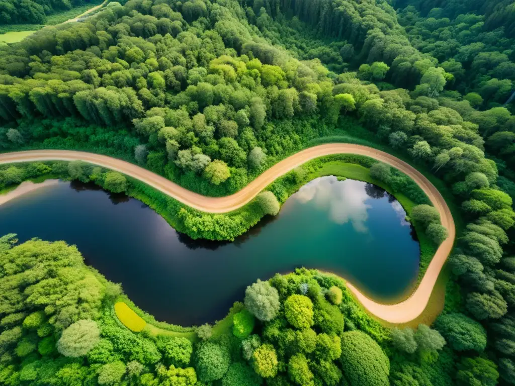 Vista aérea de un ecosistema diverso y exuberante, capturado con drones