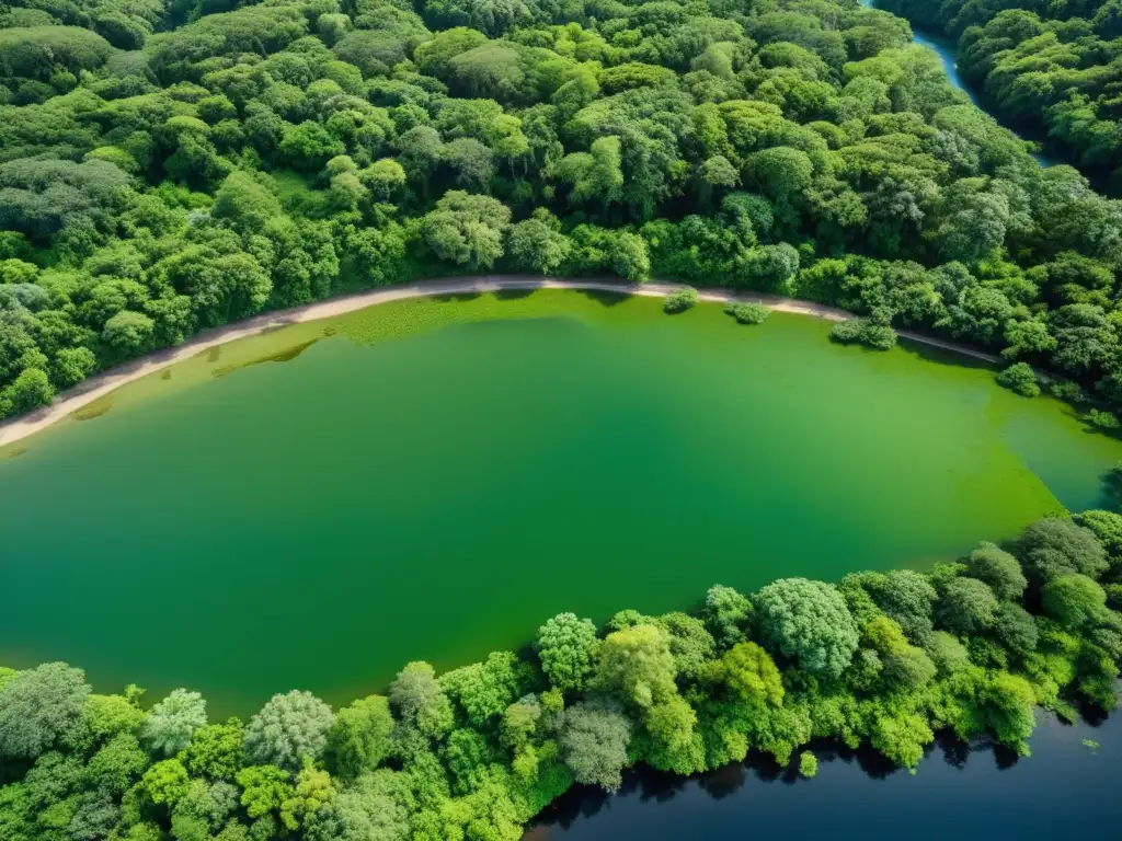 Vista aérea de un ecosistema exuberante y diverso, resaltando la importancia de las simulaciones ecosistemas tiempo real en la gestión ambiental