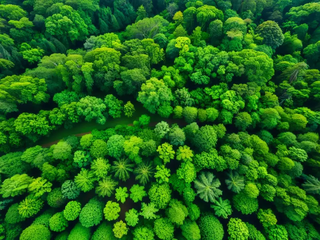 Vista aérea de un exuberante bosque capturada por un dron