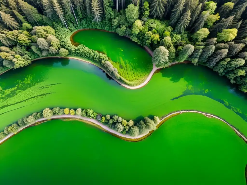 Vista aérea de exuberante bosque capturada por dron, destacando la ética en el uso de drones ambientales