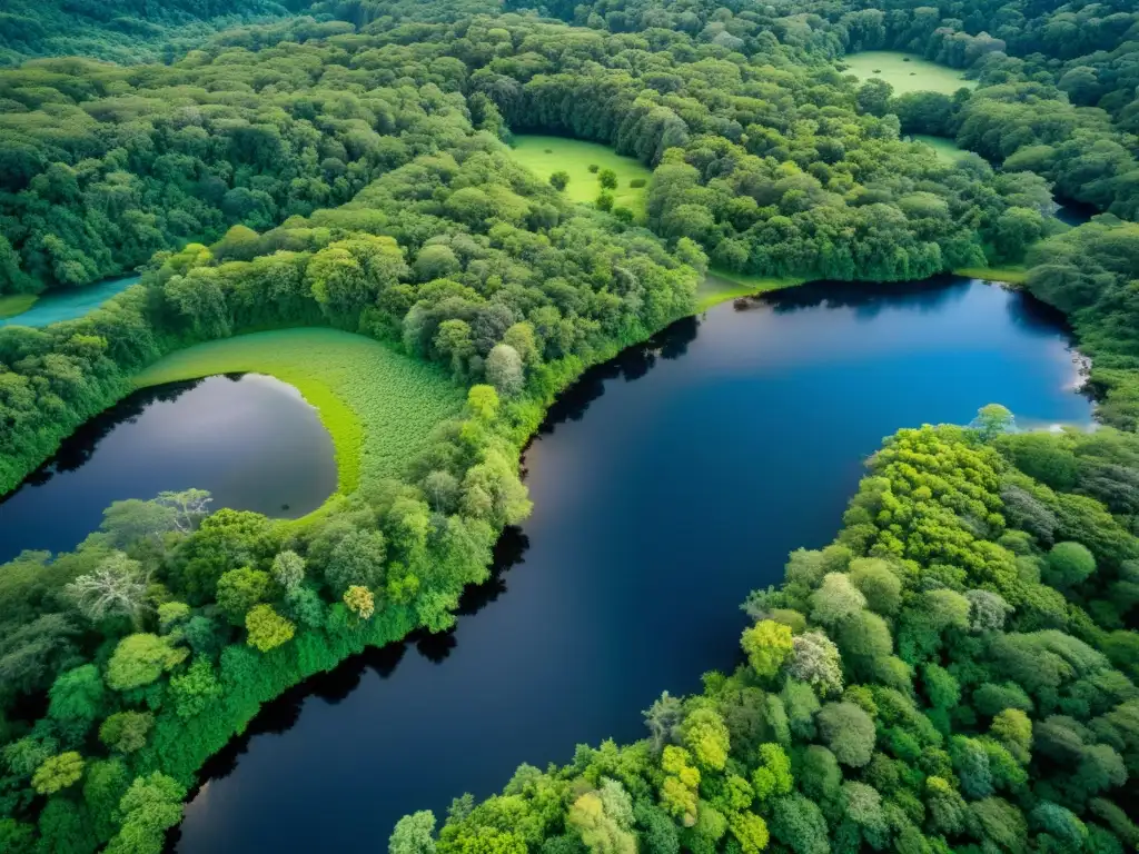 Vista aérea de un exuberante bosque protegido, resaltando la importancia de evaluar la efectividad de políticas de conservación