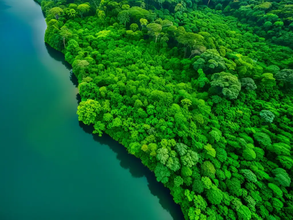 Vista aérea de un exuberante y diverso ecosistema de selva tropical con modelos climáticos biodiversidad especies riesgo