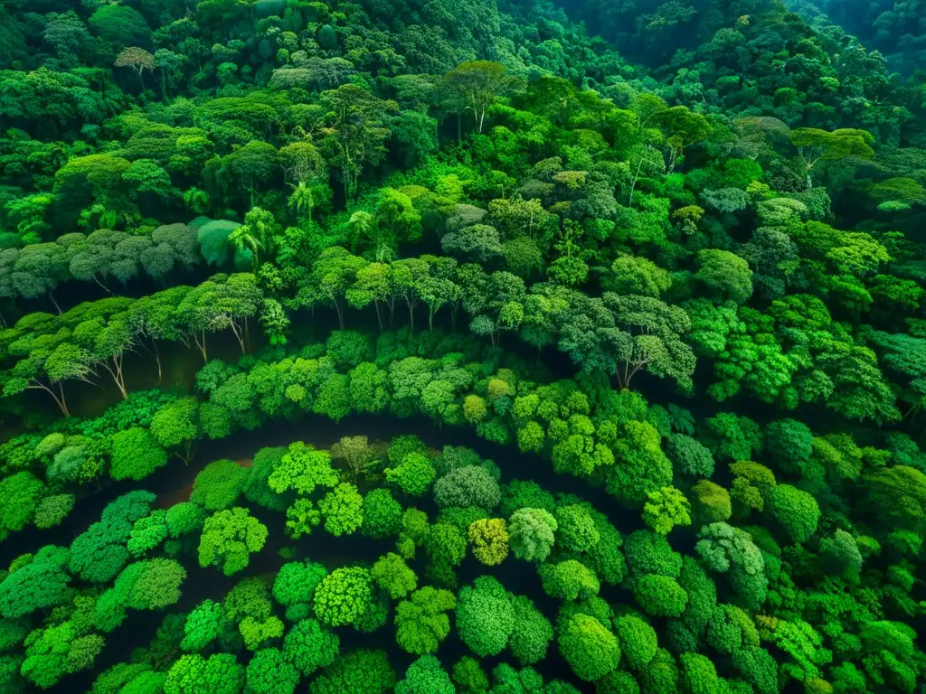 Vista aérea de exuberante dosel de selva capturada con drones, resaltando la conservación de ecosistemas y monitoreo ambiental con drones