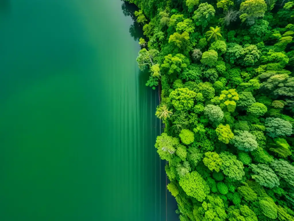 Vista aérea de exuberante selva capturada con drones