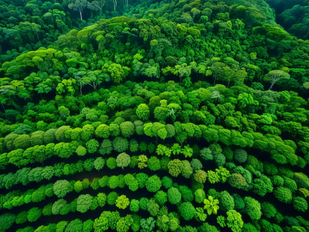 Vista aérea de exuberante selva tropical, resalta la importancia de la biodiversidad y las consecuencias y soluciones deforestación