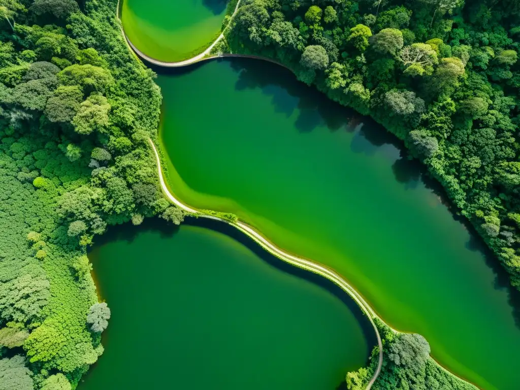 Vista aérea de exuberante selva tropical con río serpenteante