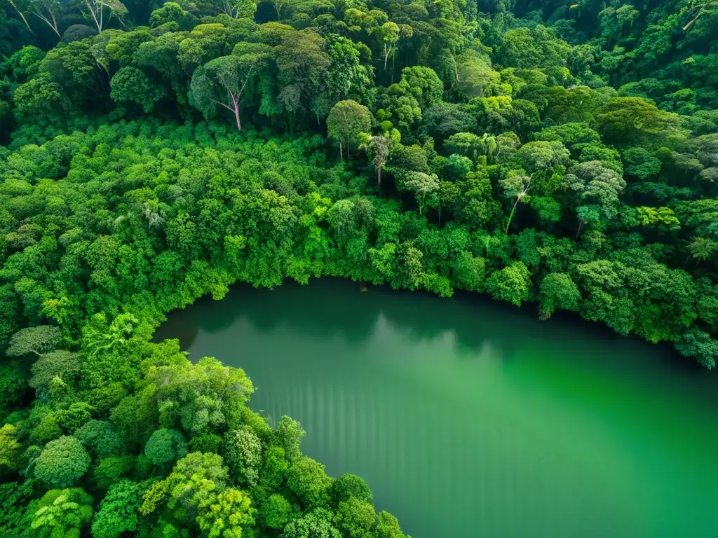 Vista aérea de exuberante selva capturada desde dron