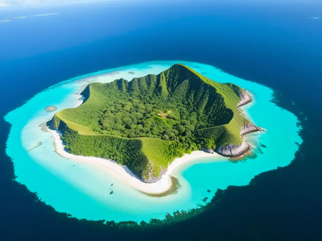 Vista aérea de las exuberantes Islas Juan Fernández, destacando su diversidad de ecosistemas y la conservación de la biodiversidad marina y terrestre