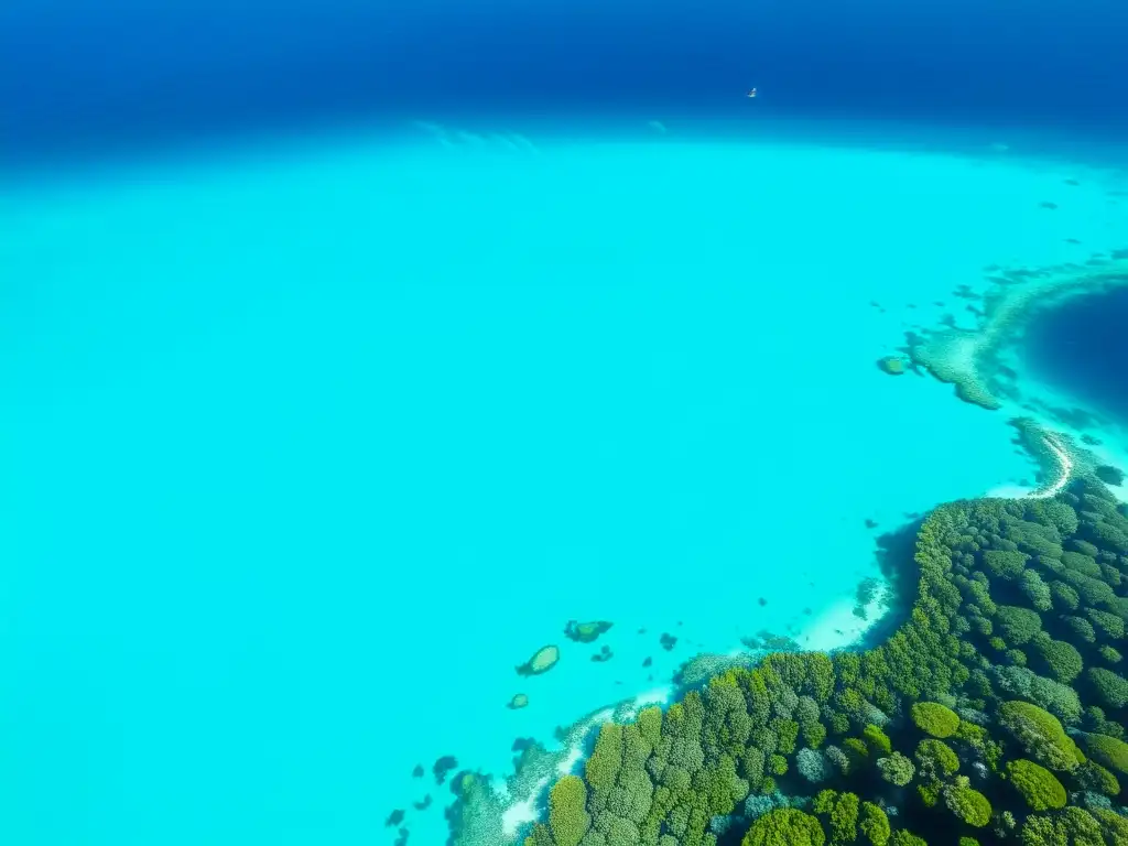 Vista aérea impactante de un vibrante arrecife de coral, destaca la Importancia áreas marinas protegidas en la preservación de la biodiversidad marina