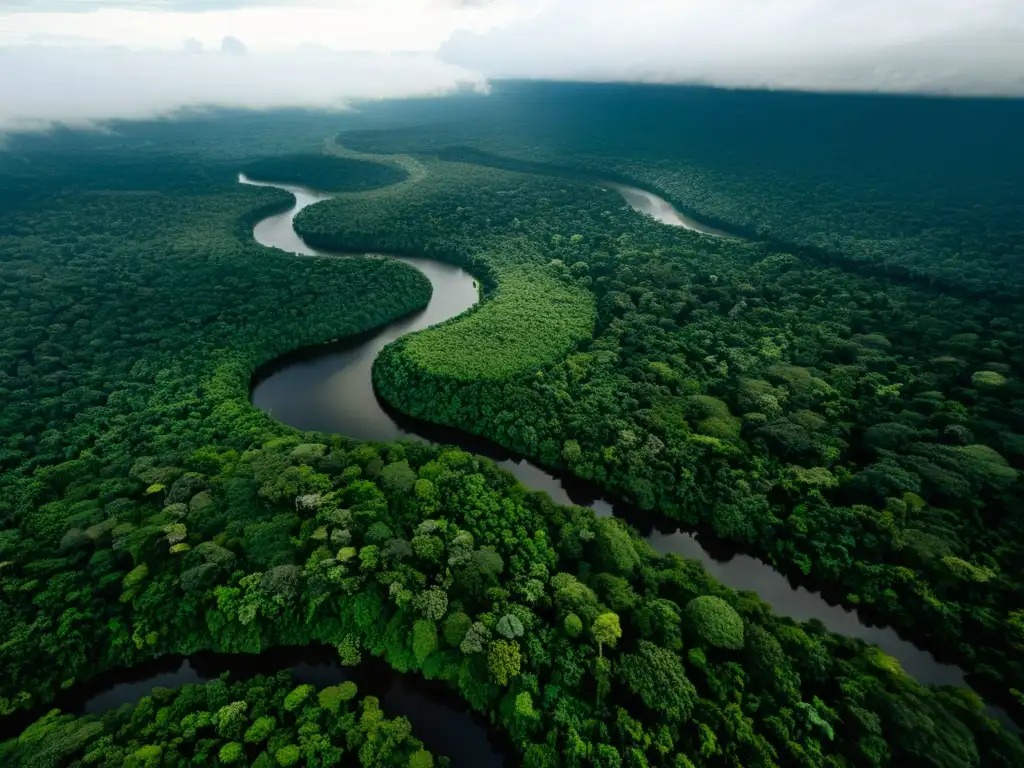 Vista aérea impresionante del Amazonas, con su exuberante vegetación verde y ríos serpenteantes