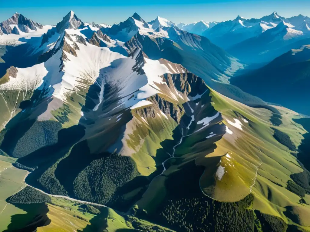 Vista aérea impresionante de cadenas alimenticias en ecosistemas montañosos