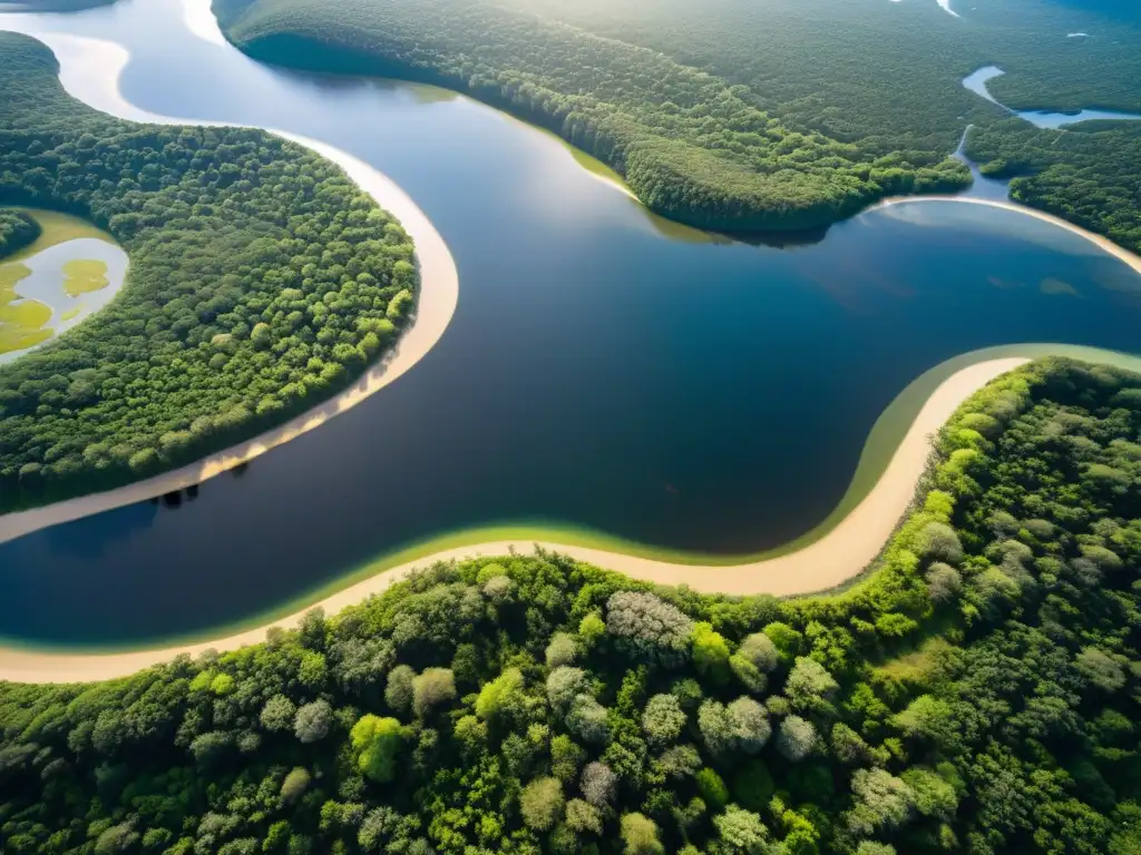 Vista aérea impresionante de un ecosistema diverso y vulnerable, resaltando la protección de la biodiversidad ante riesgos climáticos