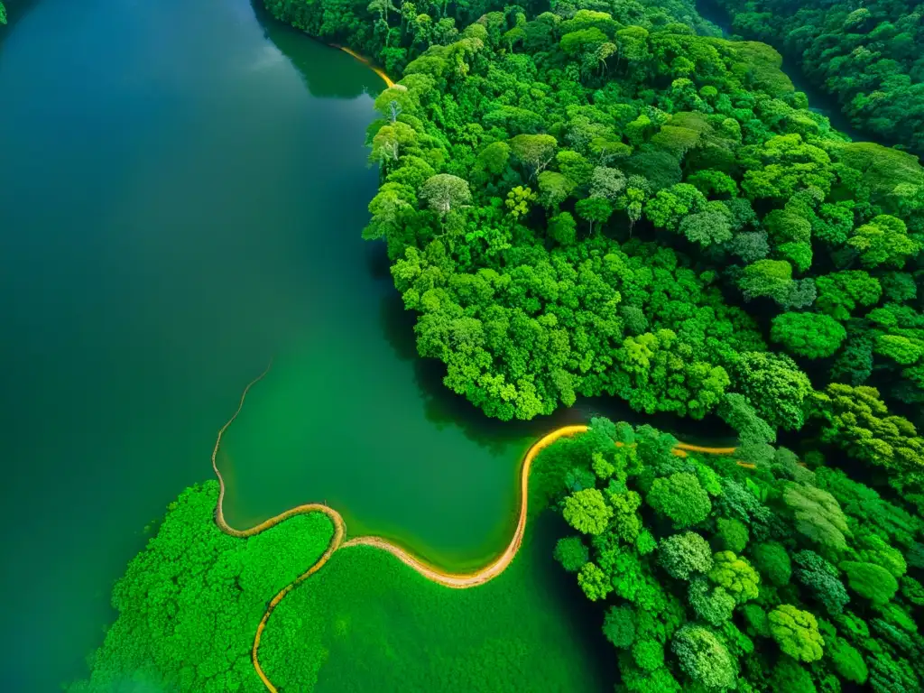 Vista aérea impresionante del exuberante dosel del bosque lluvioso, reflejando la belleza del turismo ecológico sostenible conservación