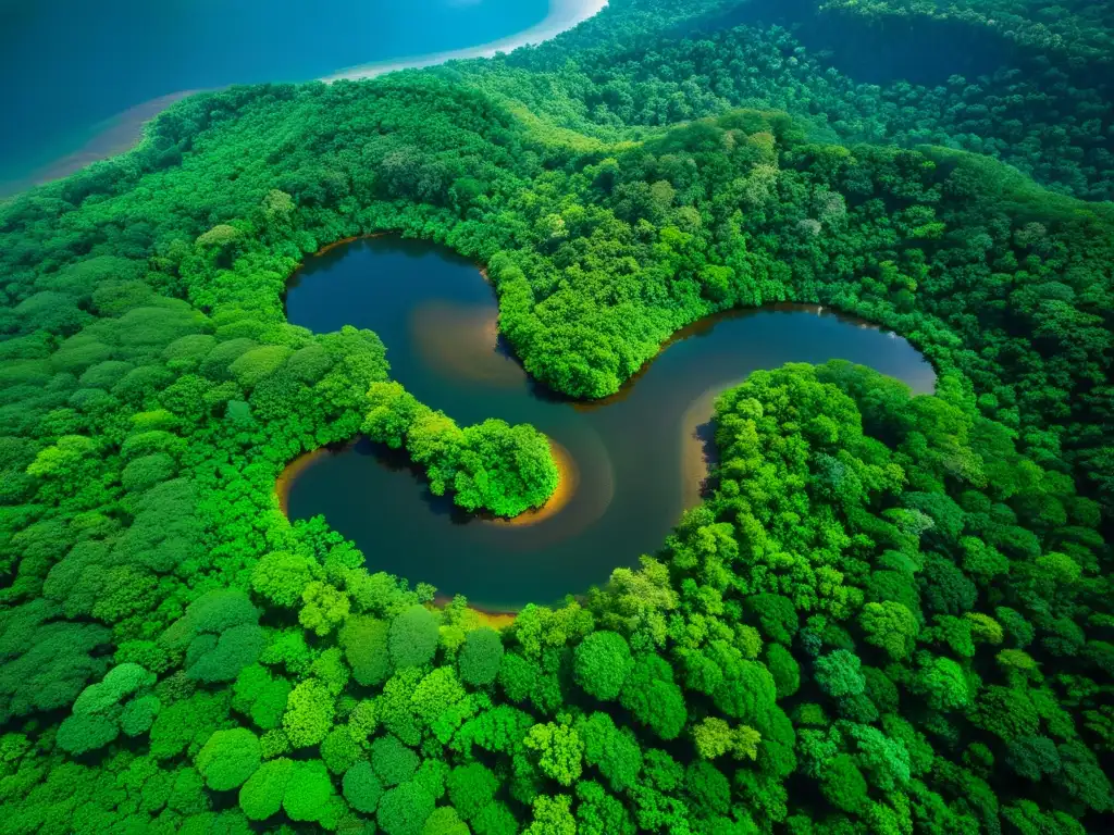 Vista aérea impresionante de un exuberante bosque tropical, con un dosel diverso de vegetación