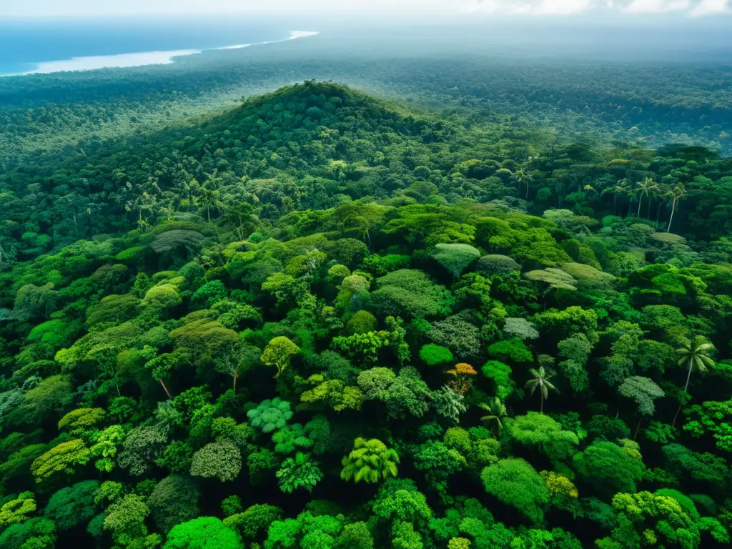 Vista aérea impresionante de la exuberante selva tropical