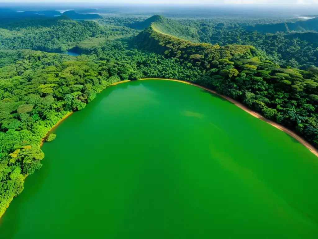 Vista aérea impresionante de un exuberante bosque lluvioso, reflejando la belleza natural para el desarrollo turismo ecológico sostenible