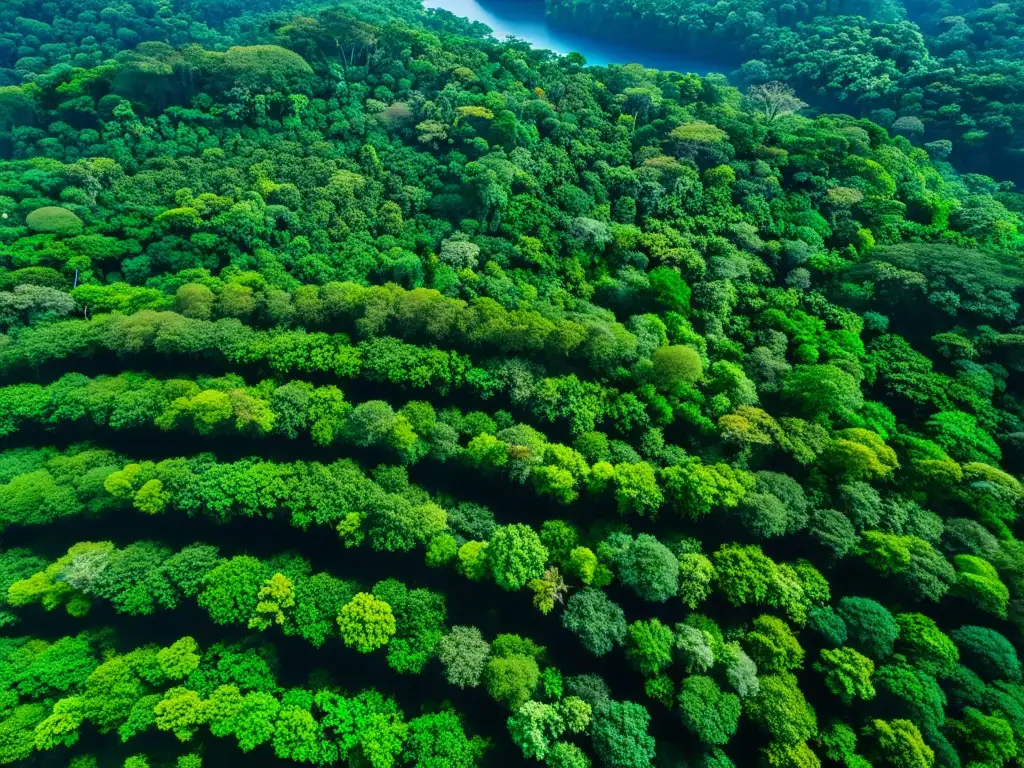 Vista aérea impresionante de un exuberante bosque tropical, con Sistemas de Información Geográfica en Ecología Global