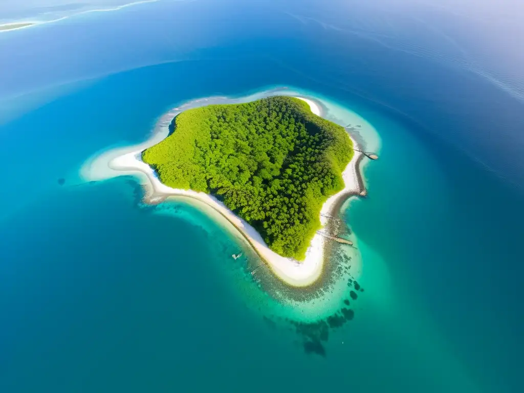 Una vista aérea impresionante de la interconexión de ecosistemas marinos y terrestres en un paisaje costero vibrante y diverso