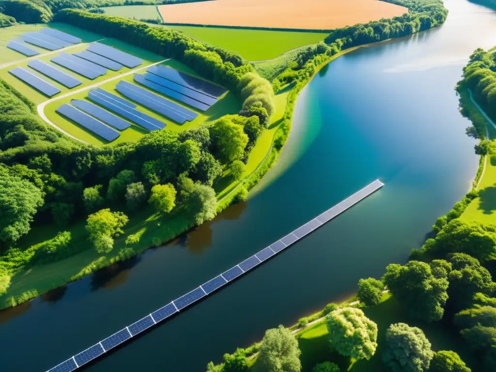 Vista aérea impresionante de un paisaje exuberante con un río serpenteante