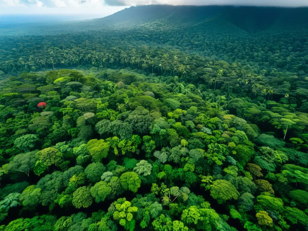 Vista aérea impresionante de selva tropical, con exuberante biodiversidad