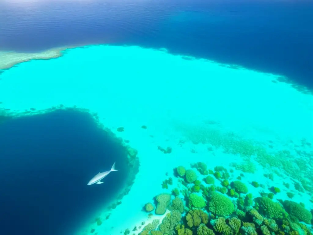 Vista aérea impresionante de un vibrante arrecife de coral en un área marina protegida