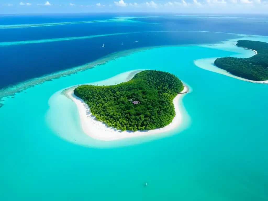 Vista aérea de isla ecológica, revelando la belleza natural y el impacto del turismo en islas ecológicas