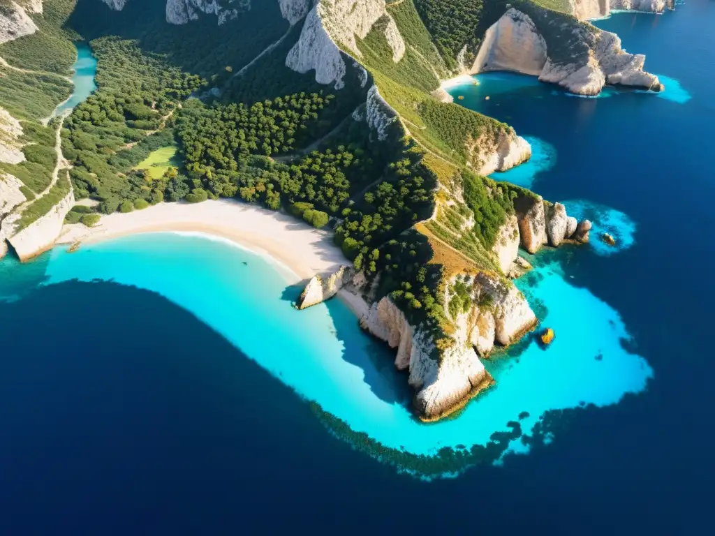 Vista aérea del paisaje mediterráneo, destacando la importancia de las aves rapaces en el ecosistema Mediterráneo