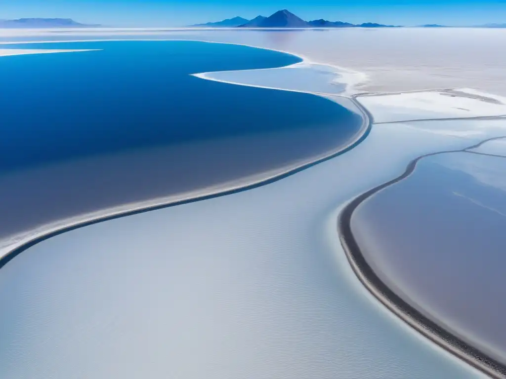 Vista aérea del Salar de Uyuni, reflejando un paisaje hipnótico