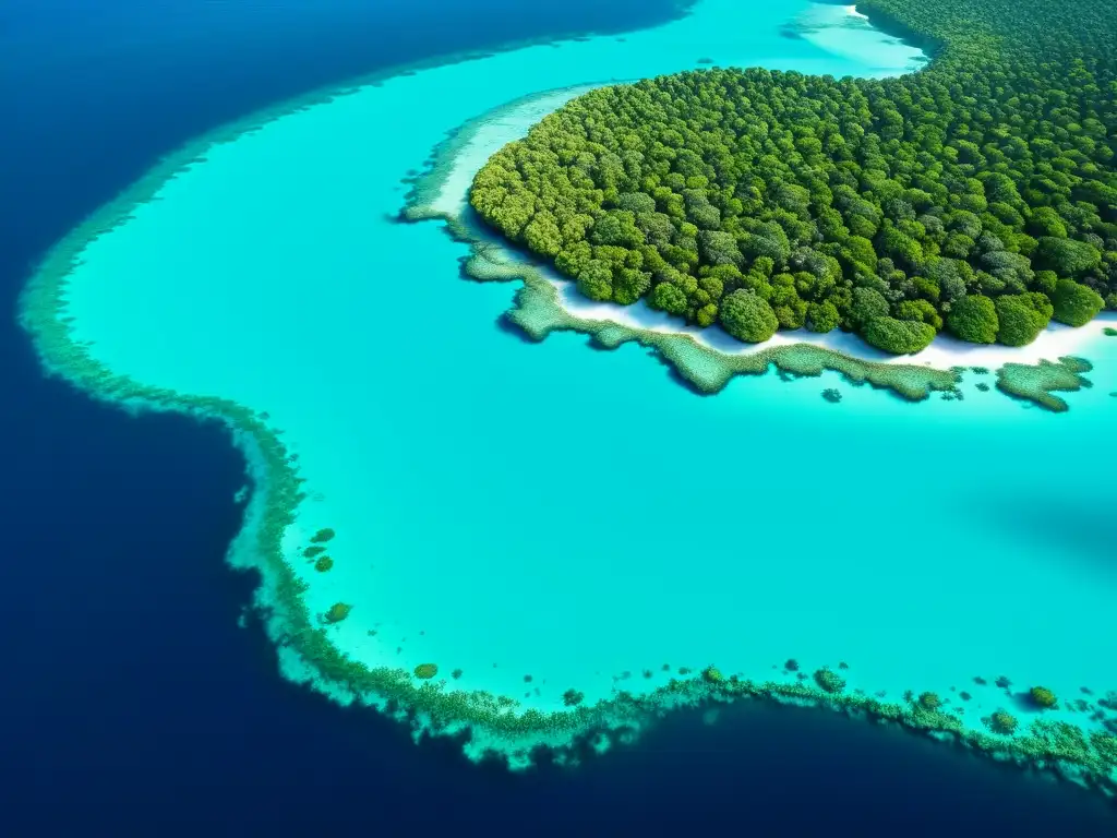 Vista aérea de un vibrante ecosistema de arrecifes de coral, resaltando la importancia económica de los arrecifes de coral como hábitat natural