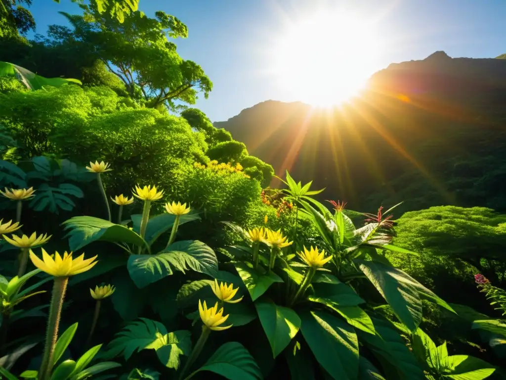 Vista detallada de la distribución de especies en un ecosistema biodiverso, resaltando la interconexión y belleza natural