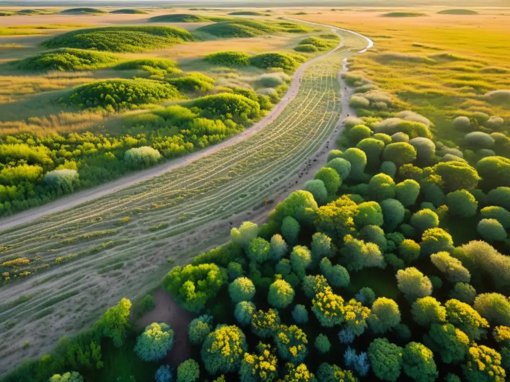 Vista detallada de la estructura social de los insectos en una bulliciosa pradera, con colores vibrantes y complejas interacciones