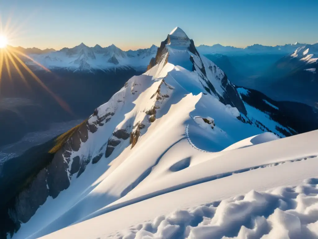 Vista impresionante de una montaña cubierta de nieve con riesgos cambio climático zonas montaña